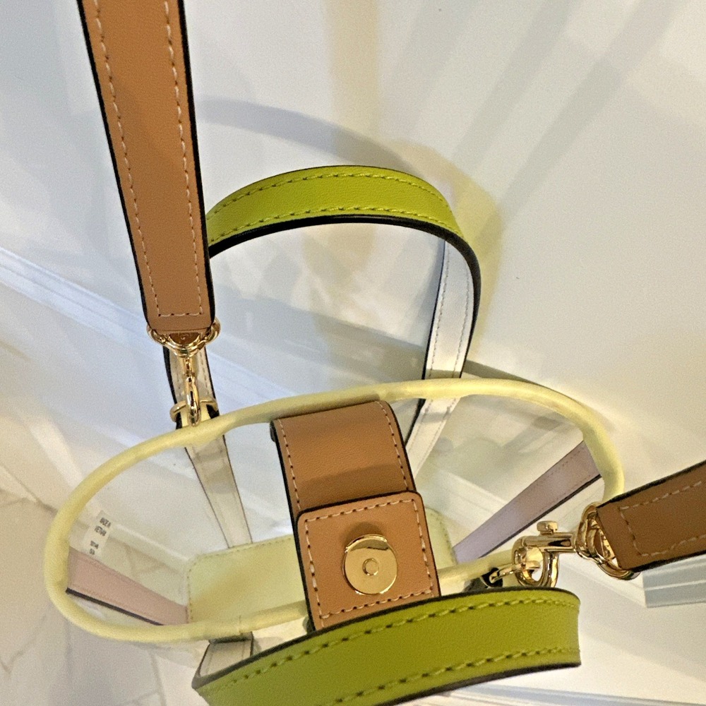 Tory Burch Blake Clear Logo Mini Shopper Crossbody Tote Bag Green Trim Concert - Picture 7 of 16